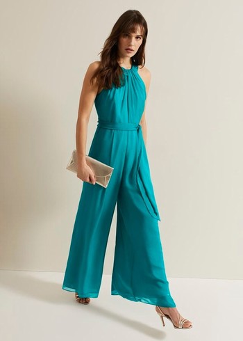 Phase Eight Susanna Silk Jumpsuit Green USA | 8015249-VG